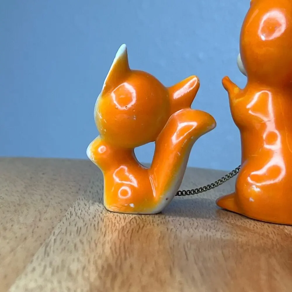 Vintage Mid Century 50 60s Chain Squirrels Arnant Orange Japan Kitchy